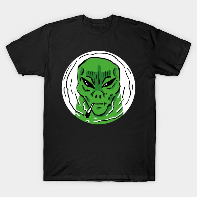 Alien stoner smoking joint T-Shirt by Alien-thang